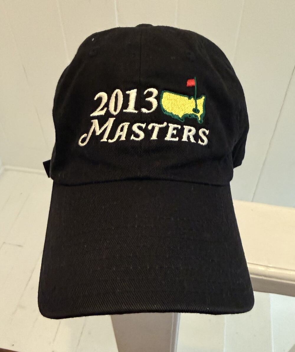 2013 Masters Golf Tournament Augusta National Black Embroidered Logo Cap Hat